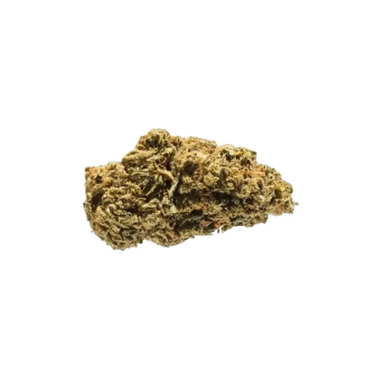 Cannabisblüte der Sorte Cannatonic mit sichtbarem Harz vor neutralem Hintergrund