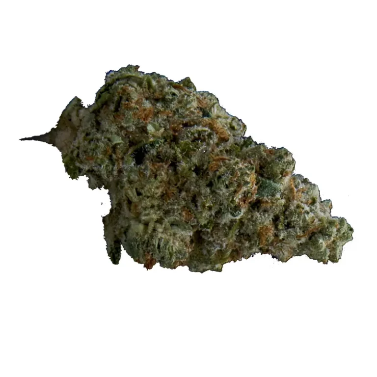 Nahaufnahme der Cannabisblüte Sweets mit Limonen-Terpenprofil und dichtem Trichombelag
